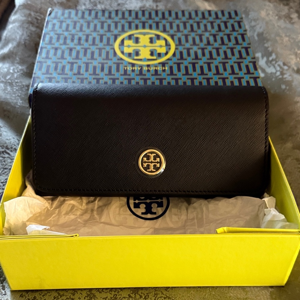Tory Burch Black Saffiano Leather Clutch